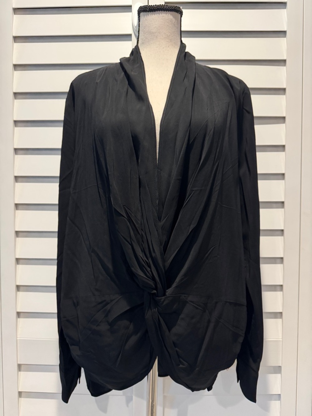 Gold Hawk NWT Black Draped long sleeve  Blouse.